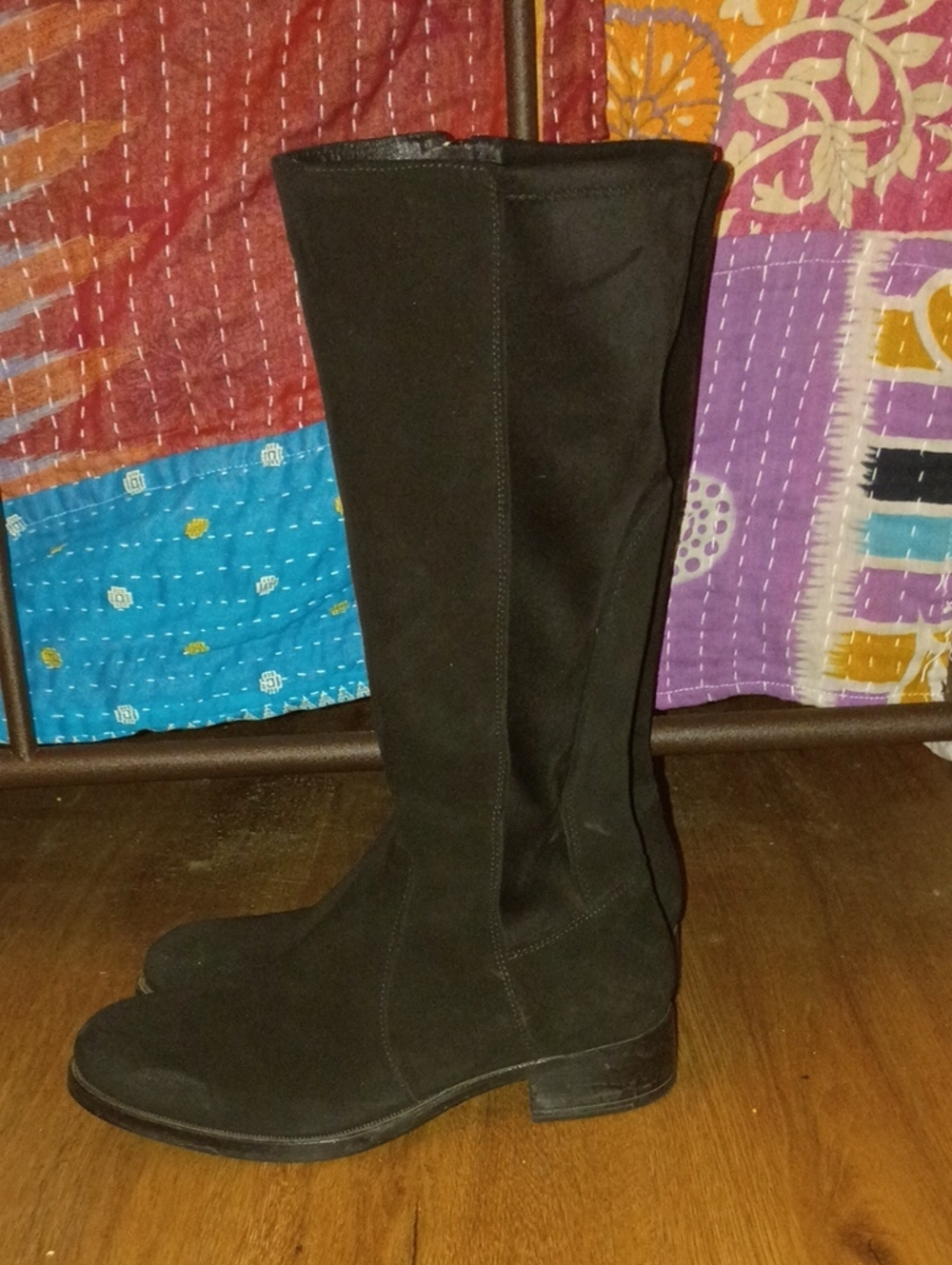 Bos. & Co. Black Mid Calf Leather & Suede Boots 7.5